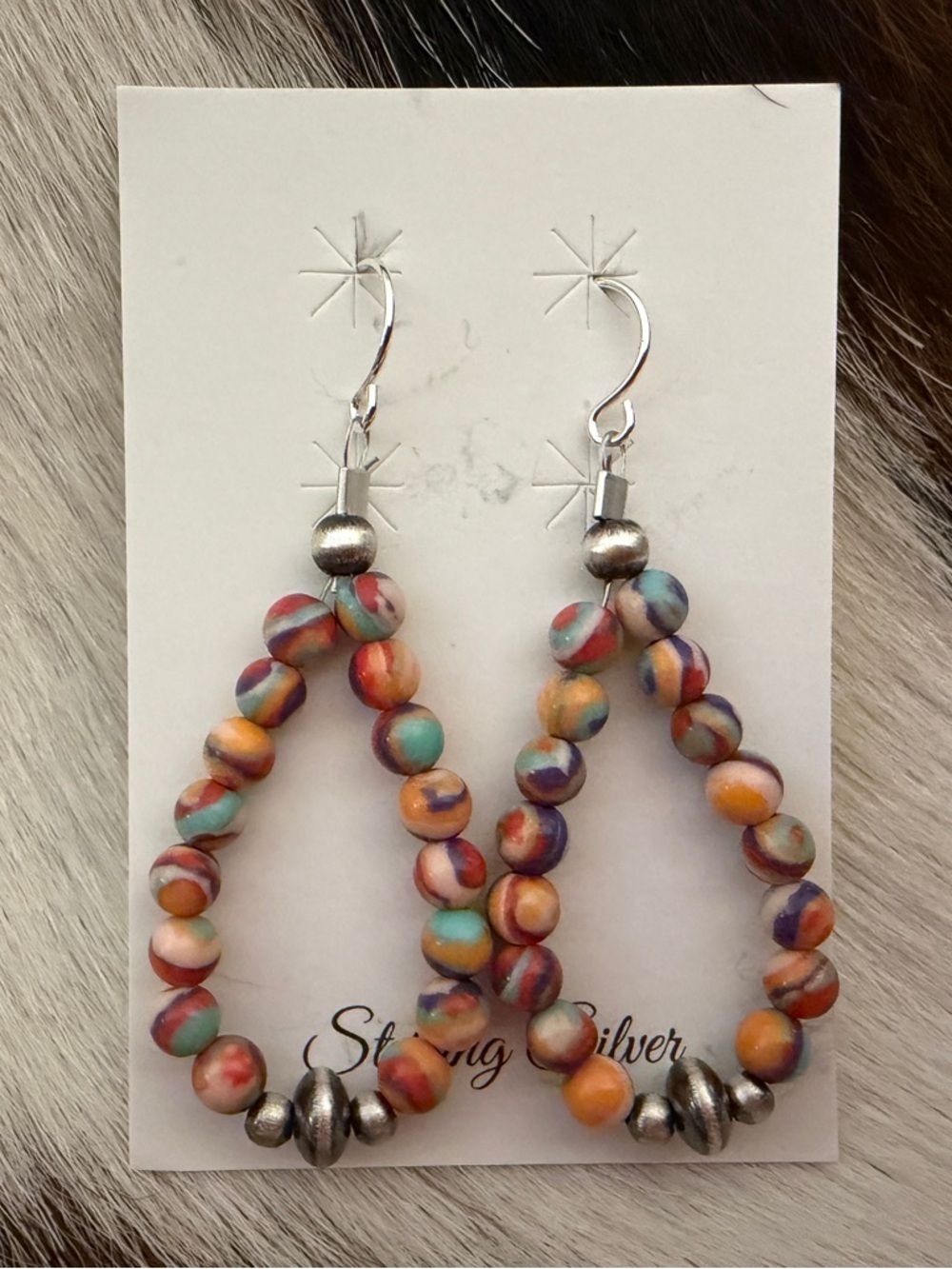 ❤️ Navajo Desert Pearls & Saucers MultiColor Sea Sediment Jasper 1.96”L Earrings